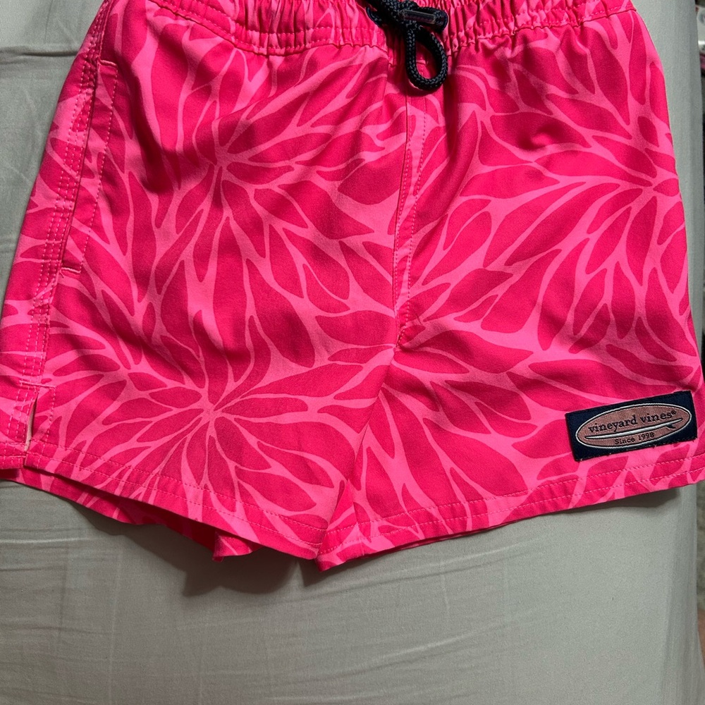 Vineyard Vines Bright Pink Floral Swim Trunks